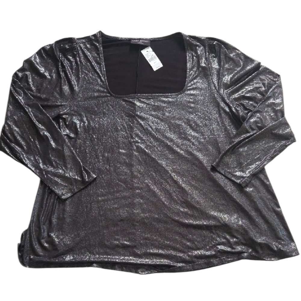 Lane Bryant Metallic Black Blouse